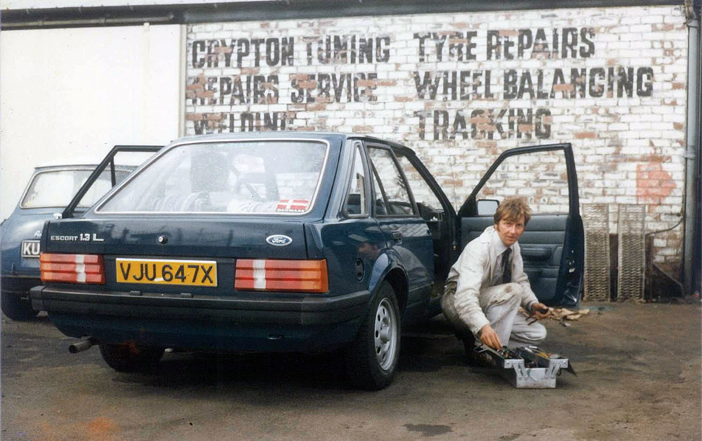 Jim Lyon with a Ford Escort - back in the day!